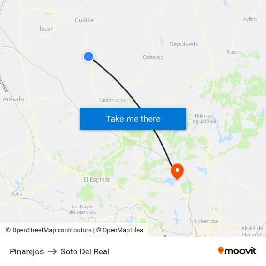 Pinarejos to Soto Del Real map