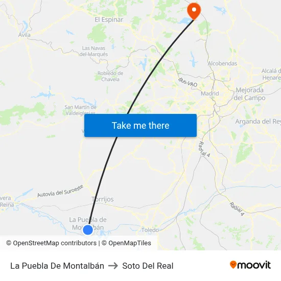 La Puebla De Montalbán to Soto Del Real map