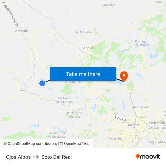 Ojos-Albos to Soto Del Real map