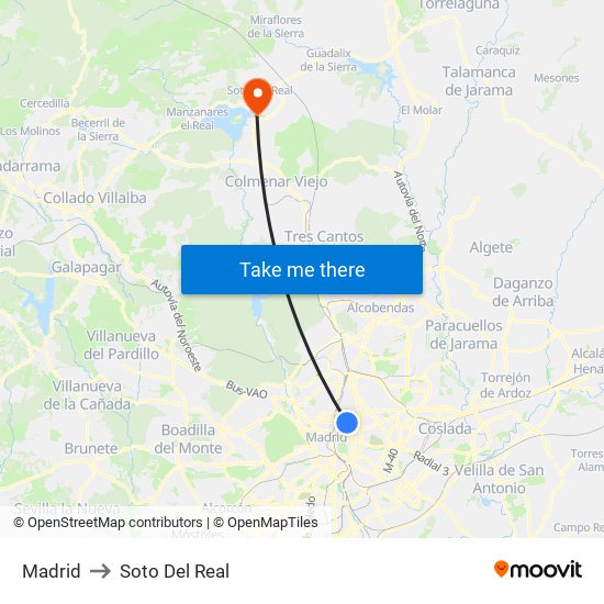 Madrid to Soto Del Real map