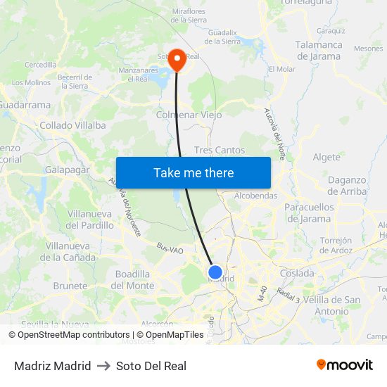 Madriz Madrid to Soto Del Real map
