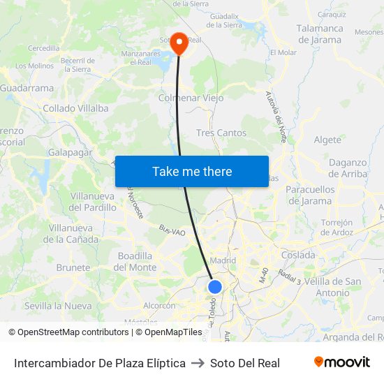 Intercambiador De Plaza Elíptica to Soto Del Real map