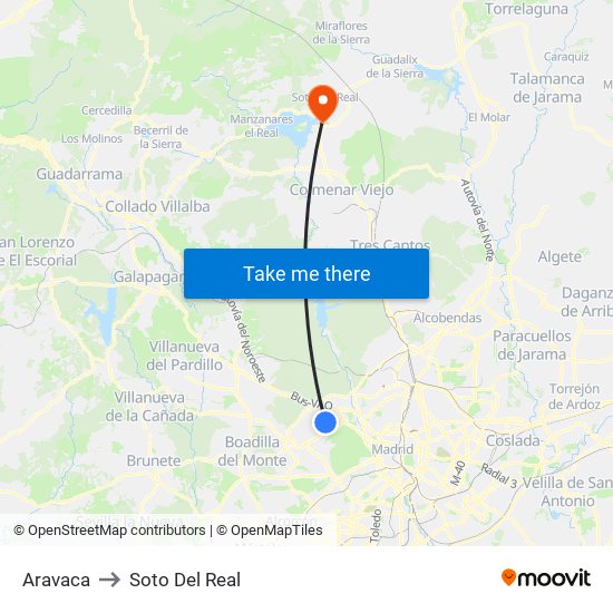 Aravaca to Soto Del Real map