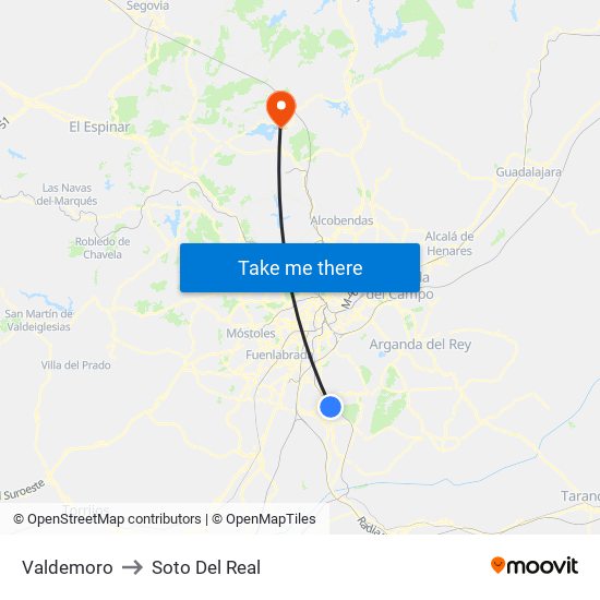 Valdemoro to Soto Del Real map