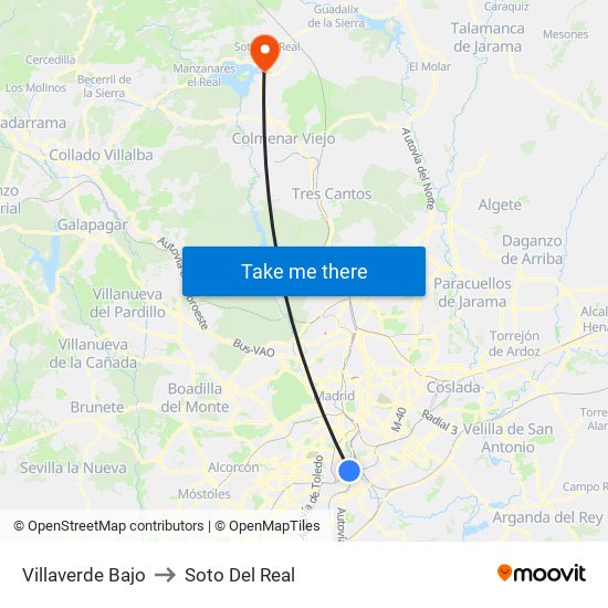 Villaverde Bajo to Soto Del Real map
