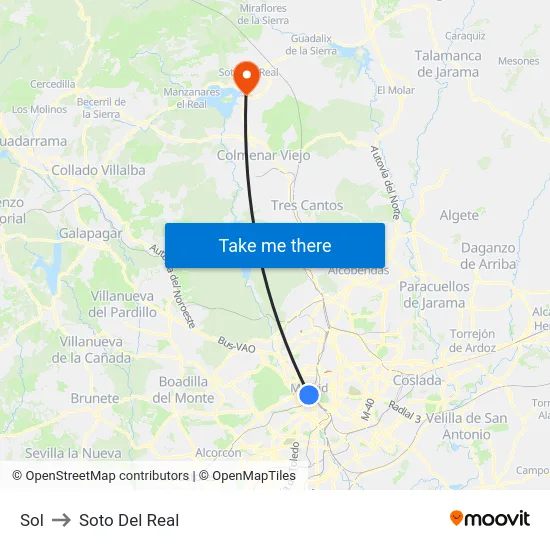 Sol to Soto Del Real map