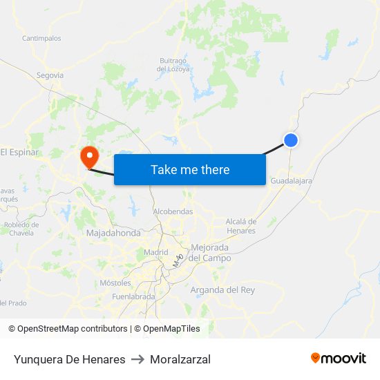 Yunquera De Henares to Moralzarzal map