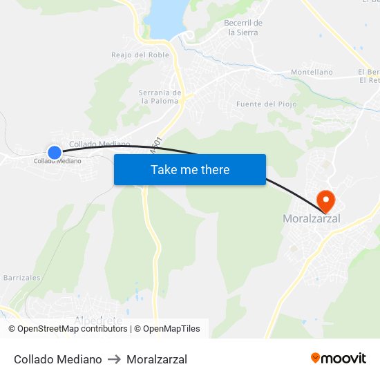 Collado Mediano to Moralzarzal map