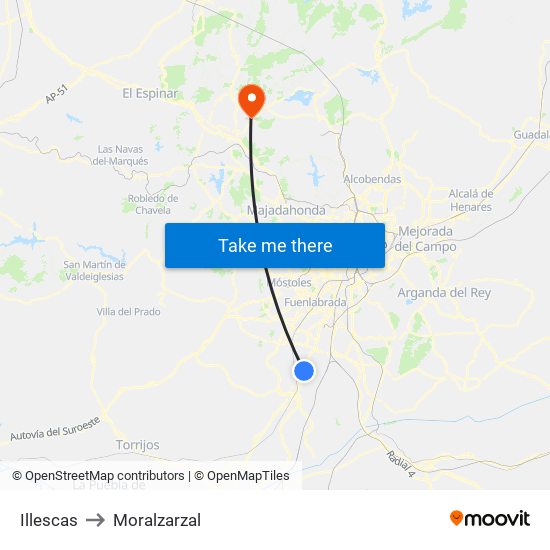 Illescas to Moralzarzal map
