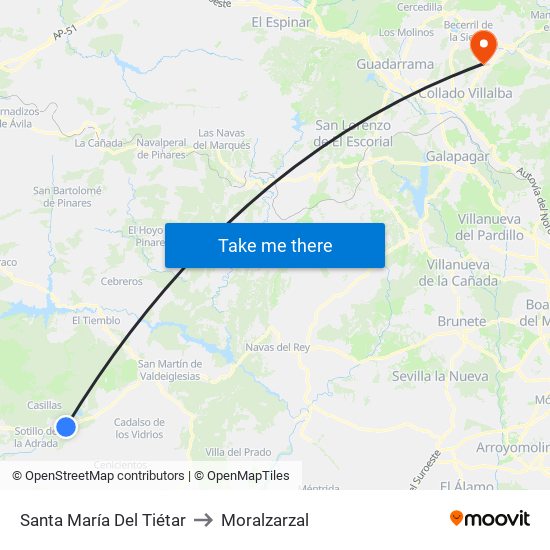 Santa María Del Tiétar to Moralzarzal map