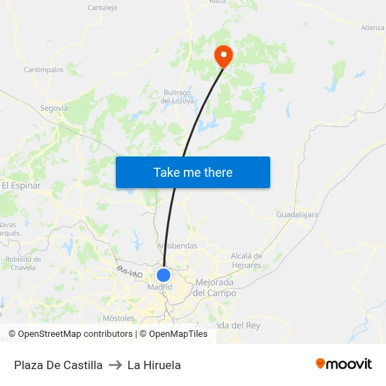 Plaza De Castilla to La Hiruela map