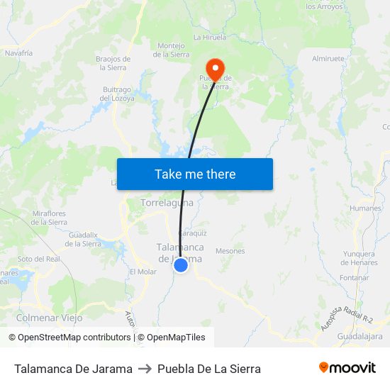 Talamanca De Jarama to Puebla De La Sierra map