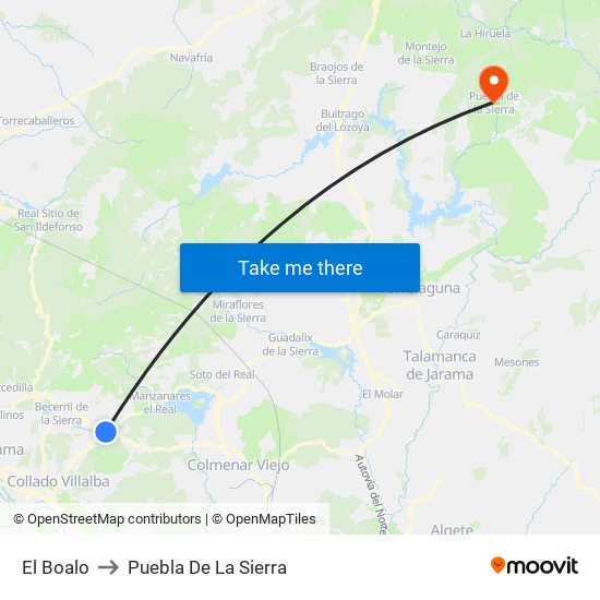 El Boalo to Puebla De La Sierra map