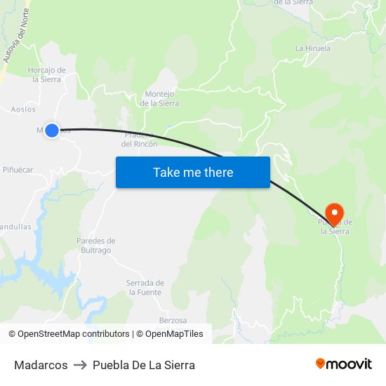 Madarcos to Puebla De La Sierra map