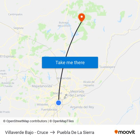 Villaverde Bajo - Cruce to Puebla De La Sierra map