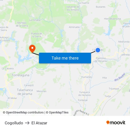 Cogolludo to El Atazar map