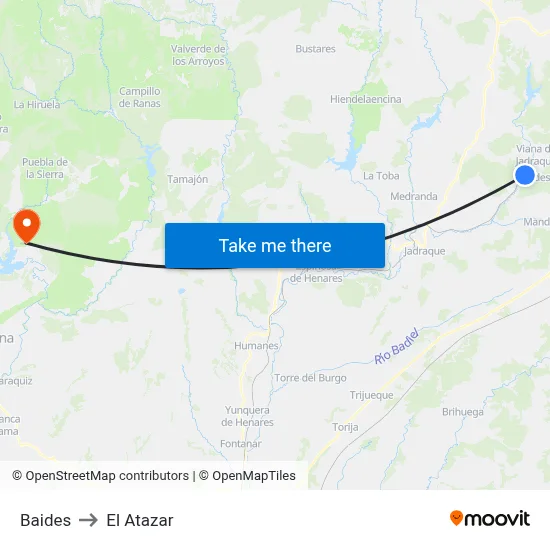 Baides to El Atazar map