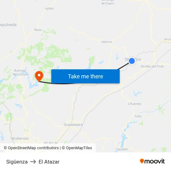 Sigüenza to El Atazar map