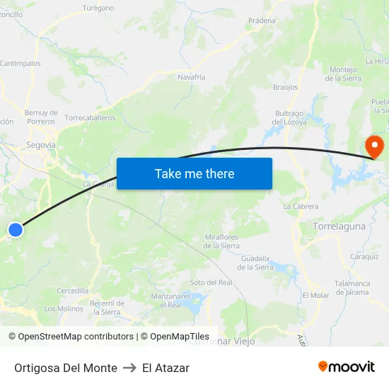 Ortigosa Del Monte to El Atazar map