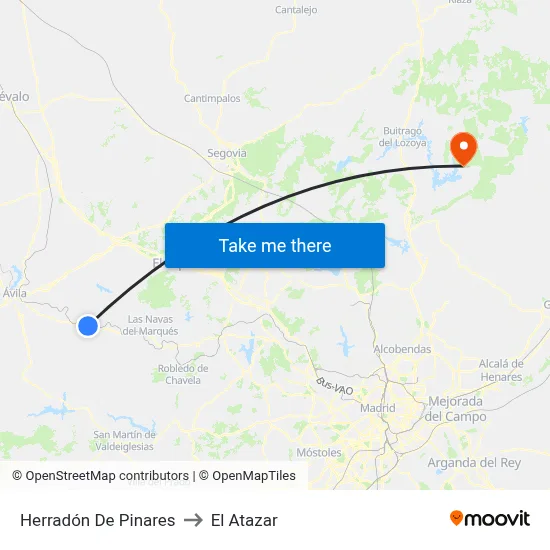 Herradón De Pinares to El Atazar map