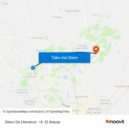 Otero De Herreros to El Atazar map