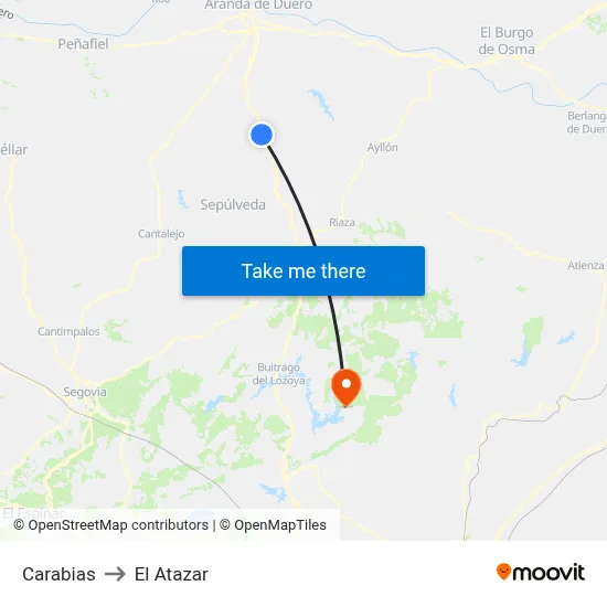Carabias to El Atazar map