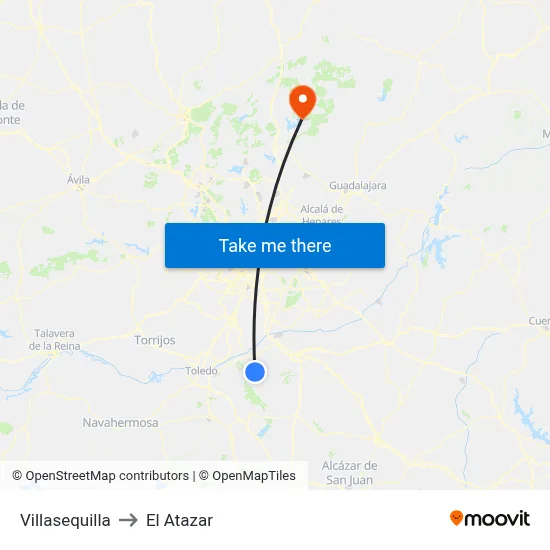 Villasequilla to El Atazar map