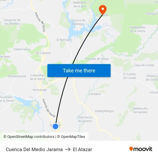 Cuenca Del Medio Jarama to El Atazar map