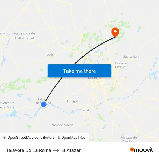 Talavera De La Reina to El Atazar map