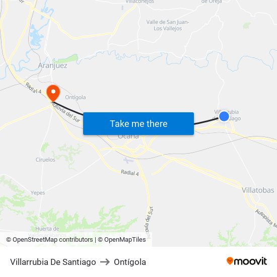 Villarrubia De Santiago to Ontígola map