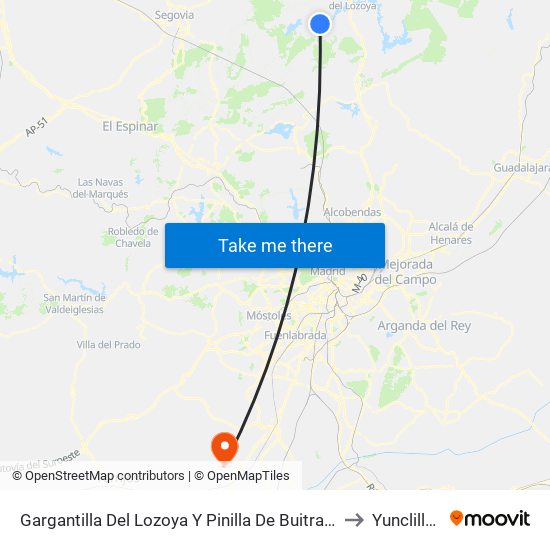 Gargantilla Del Lozoya Y Pinilla De Buitrago to Yunclillos map