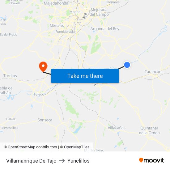 Villamanrique De Tajo to Yunclillos map