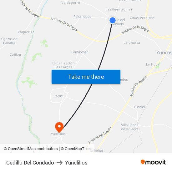 Cedillo Del Condado to Yunclillos map