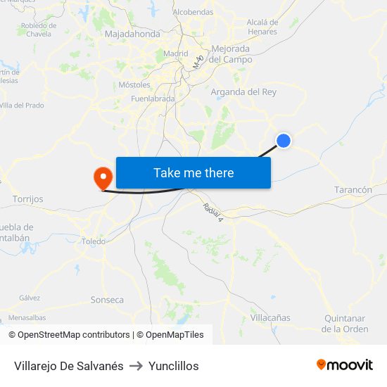 Villarejo De Salvanés to Yunclillos map