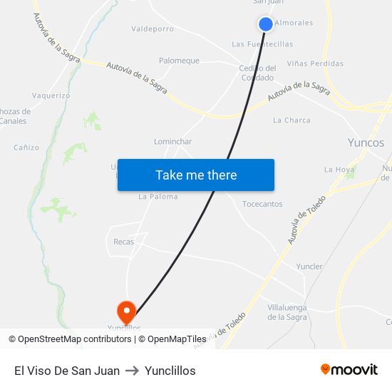 El Viso De San Juan to Yunclillos map