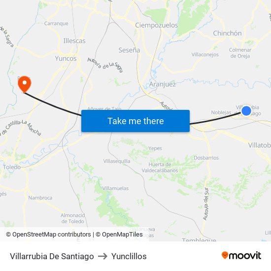 Villarrubia De Santiago to Yunclillos map