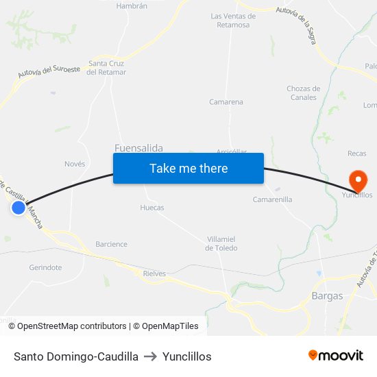 Santo Domingo-Caudilla to Yunclillos map