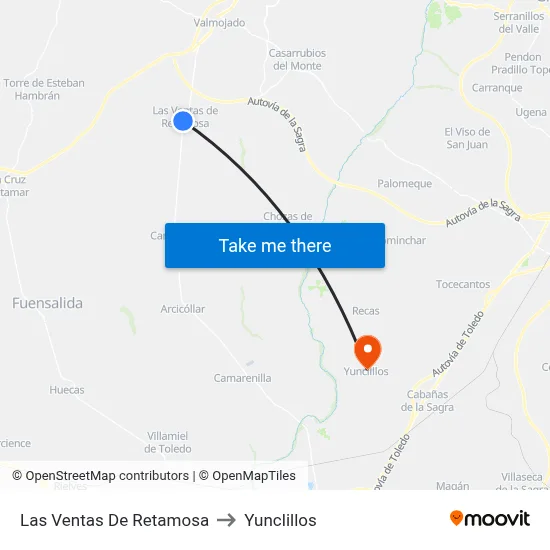 Las Ventas De Retamosa to Yunclillos map