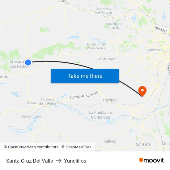 Santa Cruz Del Valle to Yunclillos map