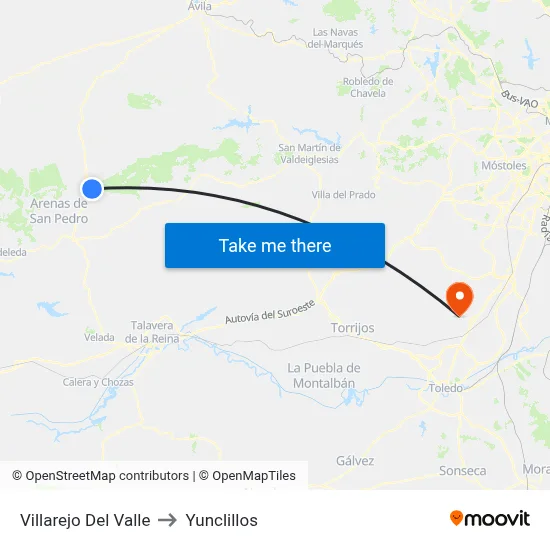 Villarejo Del Valle to Yunclillos map