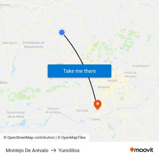 Montejo De Arévalo to Yunclillos map