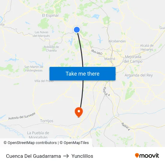 Cuenca Del Guadarrama to Yunclillos map
