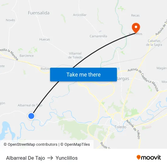Albarreal De Tajo to Yunclillos map