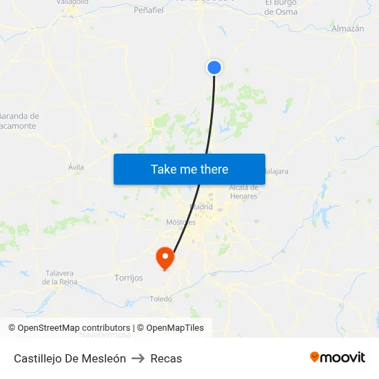 Castillejo De Mesleón to Recas map