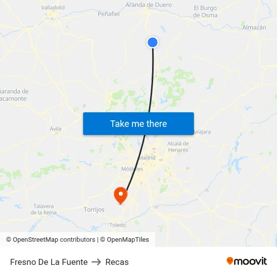 Fresno De La Fuente to Recas map