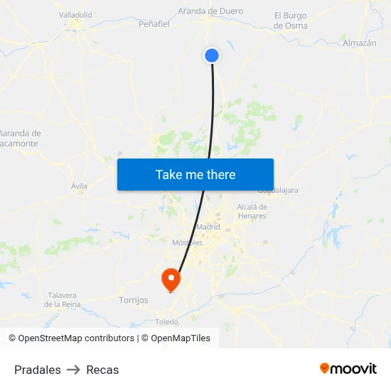 Pradales to Recas map