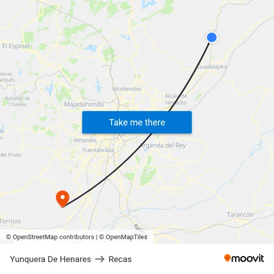 Yunquera De Henares to Recas map