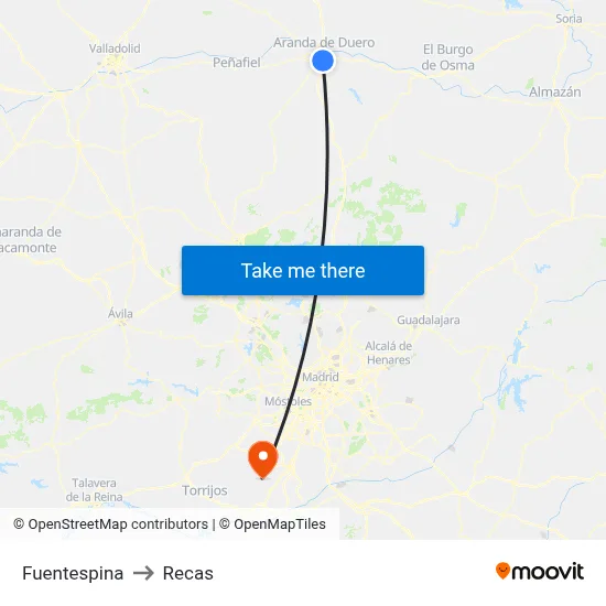 Fuentespina to Recas map