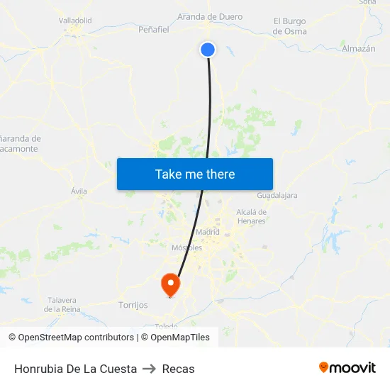 Honrubia De La Cuesta to Recas map