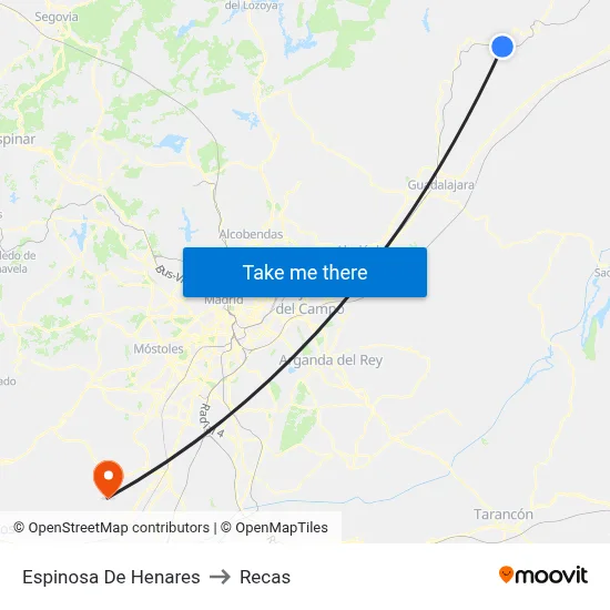 Espinosa De Henares to Recas map